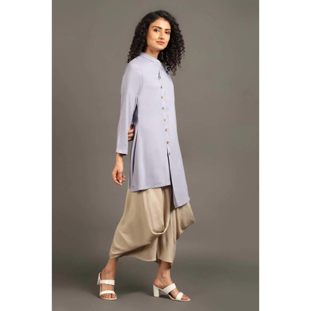 OMAANA Women Silk Blue Kurta with Dhoti Pant