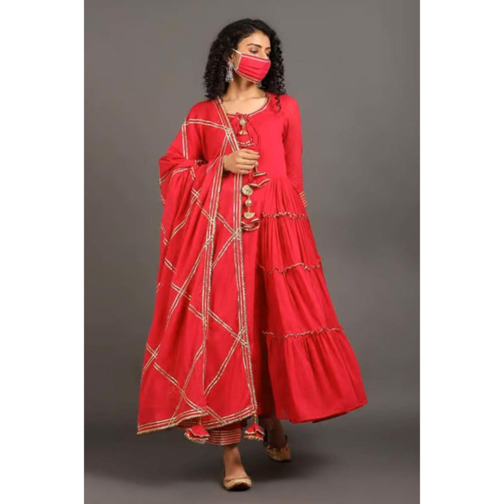 OMAANA Women Mulmul Pink Kurta with Pant and Dupatta