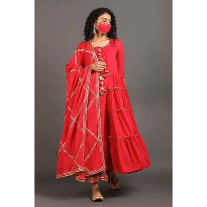 OMAANA Women Mulmul Pink Kurta with Pant and Dupatta