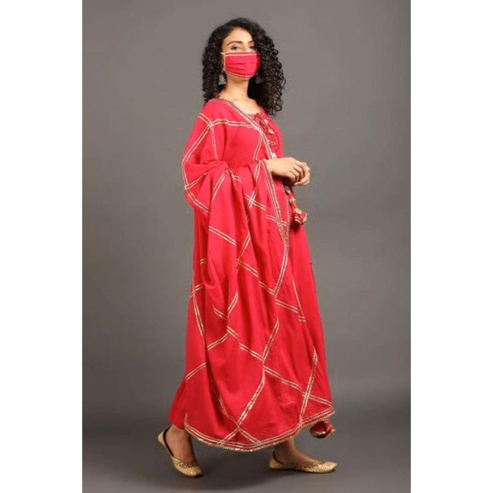 OMAANA Women Mulmul Pink Kurta with Pant and Dupatta