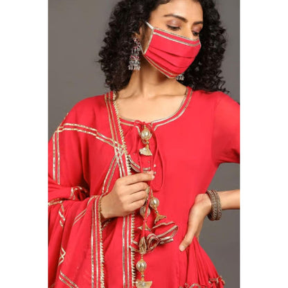 OMAANA Women Mulmul Pink Kurta with Pant and Dupatta