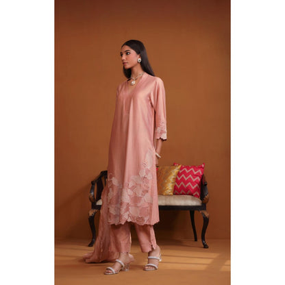 Omana by Ranjana Bothra Nude Pakeeza Applique Kurta with Pant and Dupatta (Set of 3)