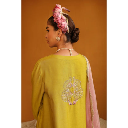 Omana by Ranjana Bothra Green Firoza Kurta with Pant and Dupatta (Set of 3)