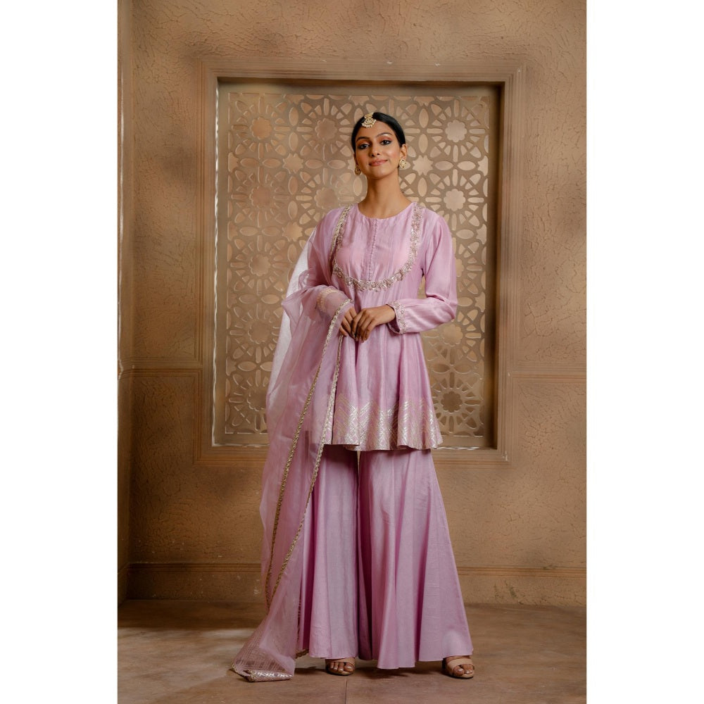 Omana by Ranjana Bothra Lavender Haya Sharara with Kurti and Dupatta (Set of 3)
