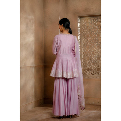 Omana by Ranjana Bothra Lavender Haya Sharara with Kurti and Dupatta (Set of 3)