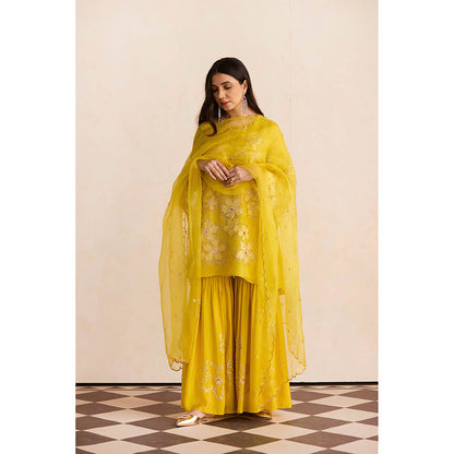 One Not Two Yellow Embroidered Dupatta