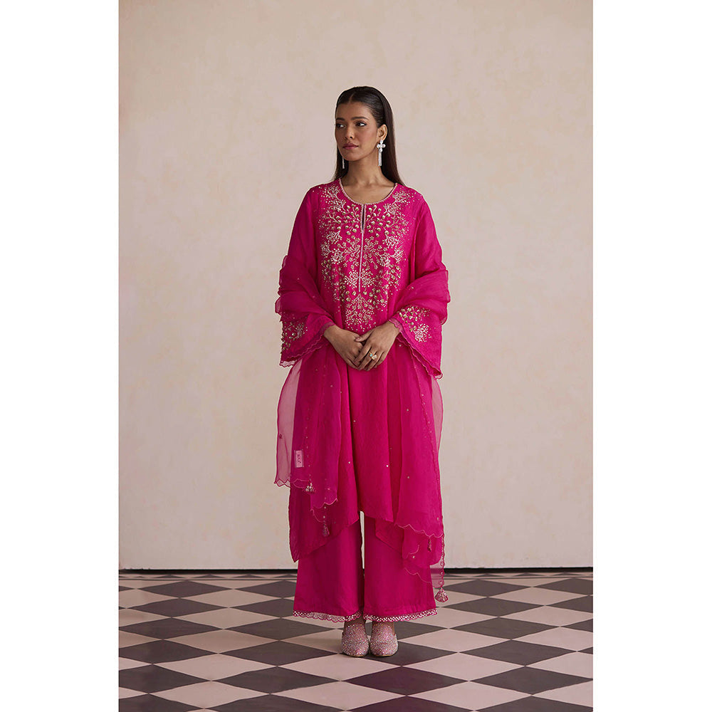 One Not Two Pink Embroidered Dupatta