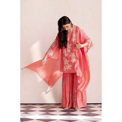 One Not Two Coral Embroidered Dupatta