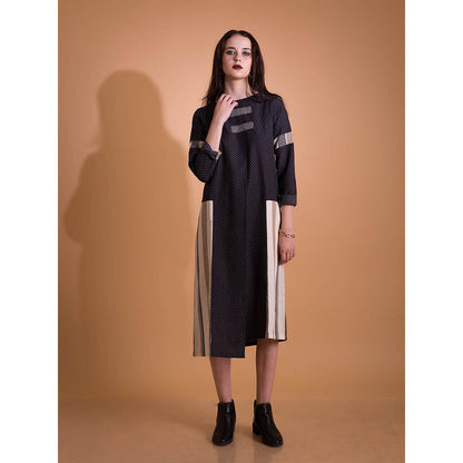 ORCR Parter Checks Three Fourth Sleeves Multi-Color Midi Dress