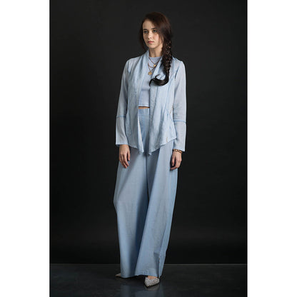 ORCR Carine Stripes Full Sleeves Blue Jacket