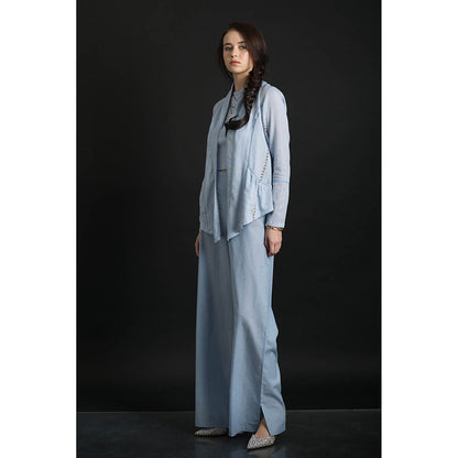ORCR Carine Stripes Full Sleeves Blue Jacket