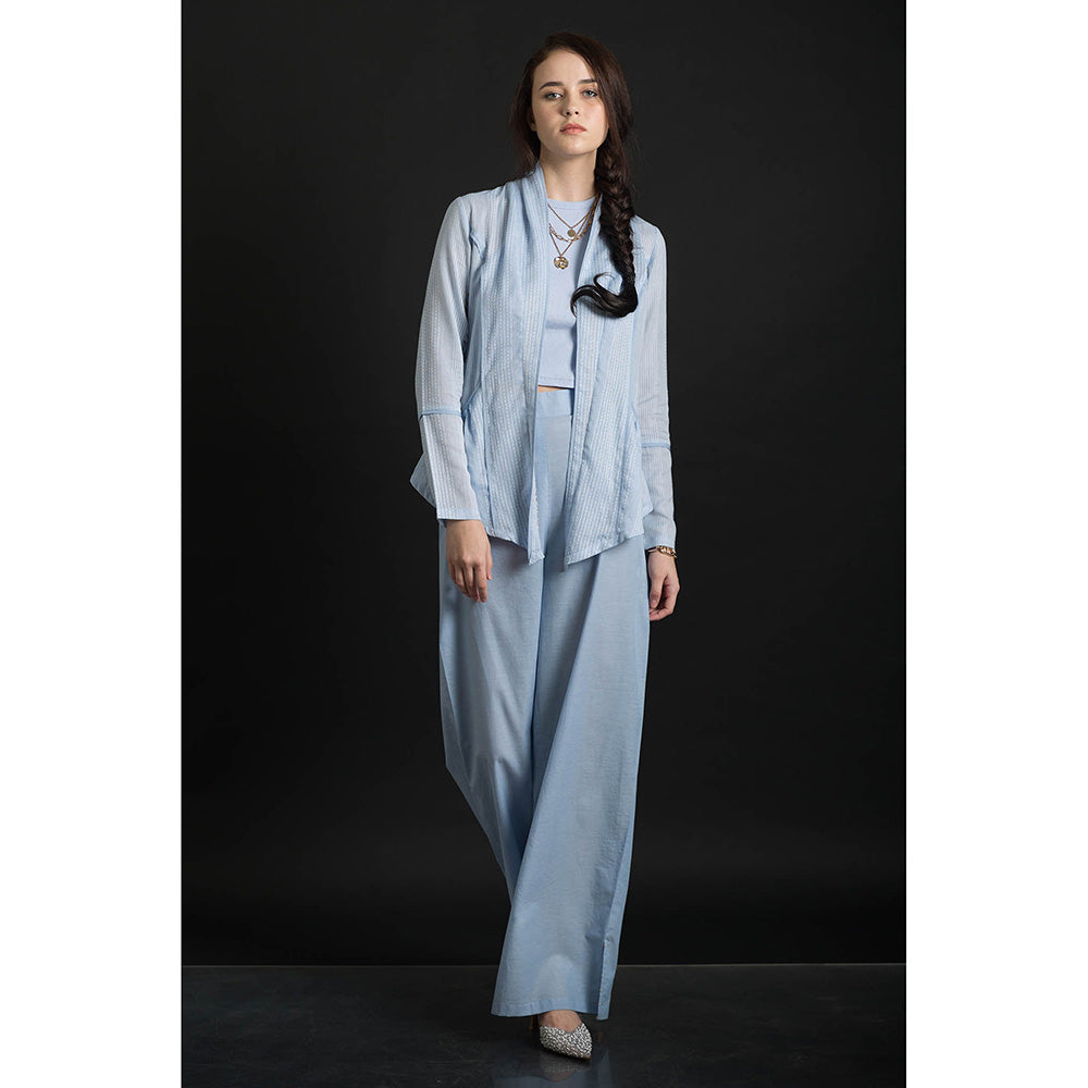 ORCR Carine Stripes Full Sleeves Blue Jacket