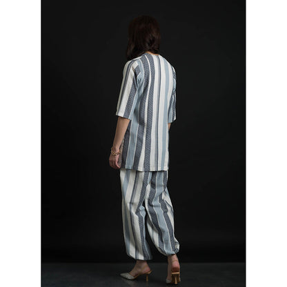 ORCR Sleeve Stripes Sleeveless Multi-Color Jacket with Pant (Set of 2)