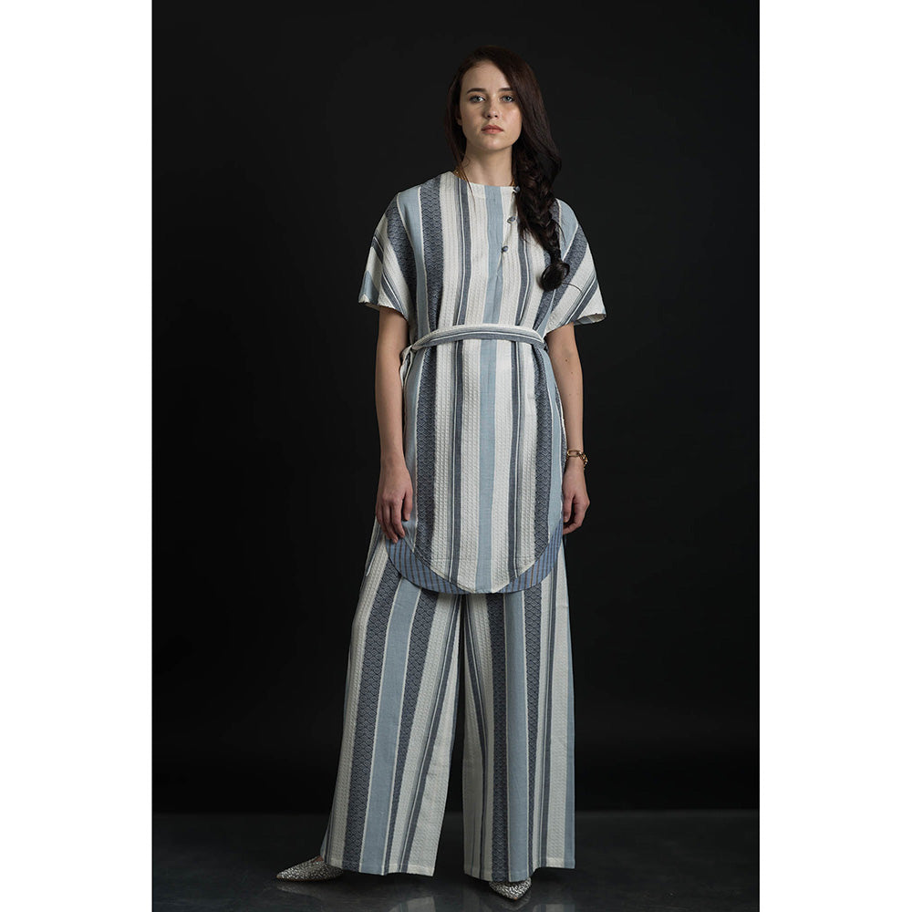 ORCR Dron Stripes Half Sleeves Multi-Color Top with Pant and Belt (Set of 3)