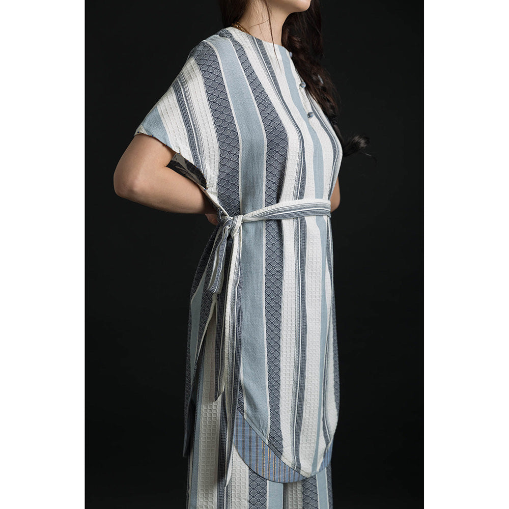 ORCR Dron Stripes Half Sleeves Multi-Color Top with Pant and Belt (Set of 3)