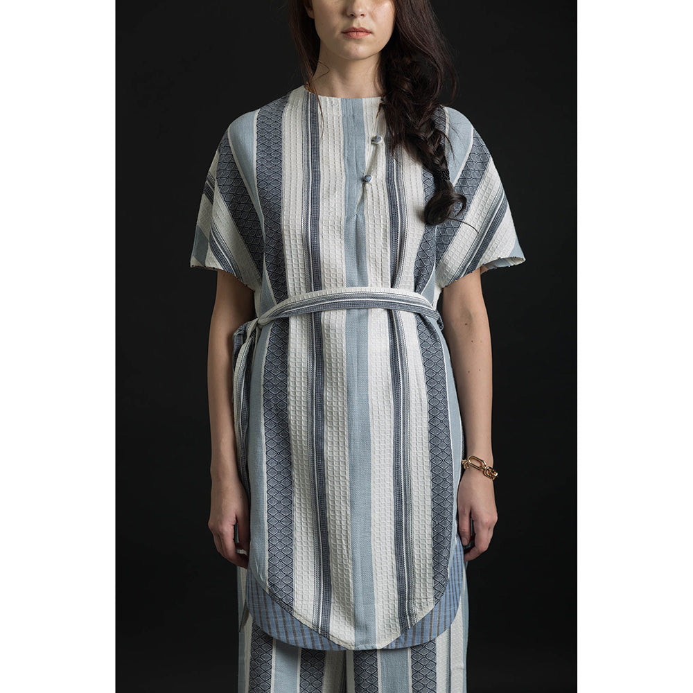 ORCR Dron Stripes Half Sleeves Multi-Color Top with Pant and Belt (Set of 3)