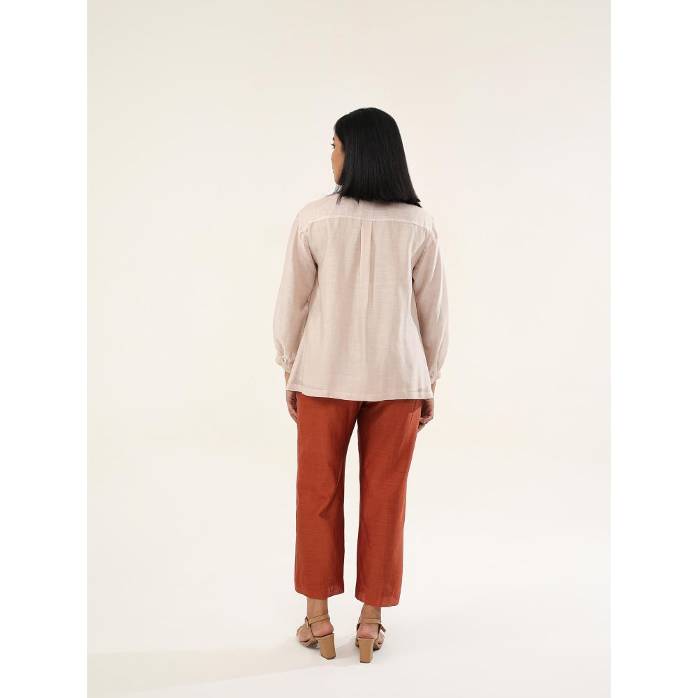ORIGANI Beige and Rust Zinnia Top and Pant (Set of 2)
