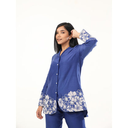 ORIGANI Blue Floral Iris Illusion Co-Ord (Set of 2)