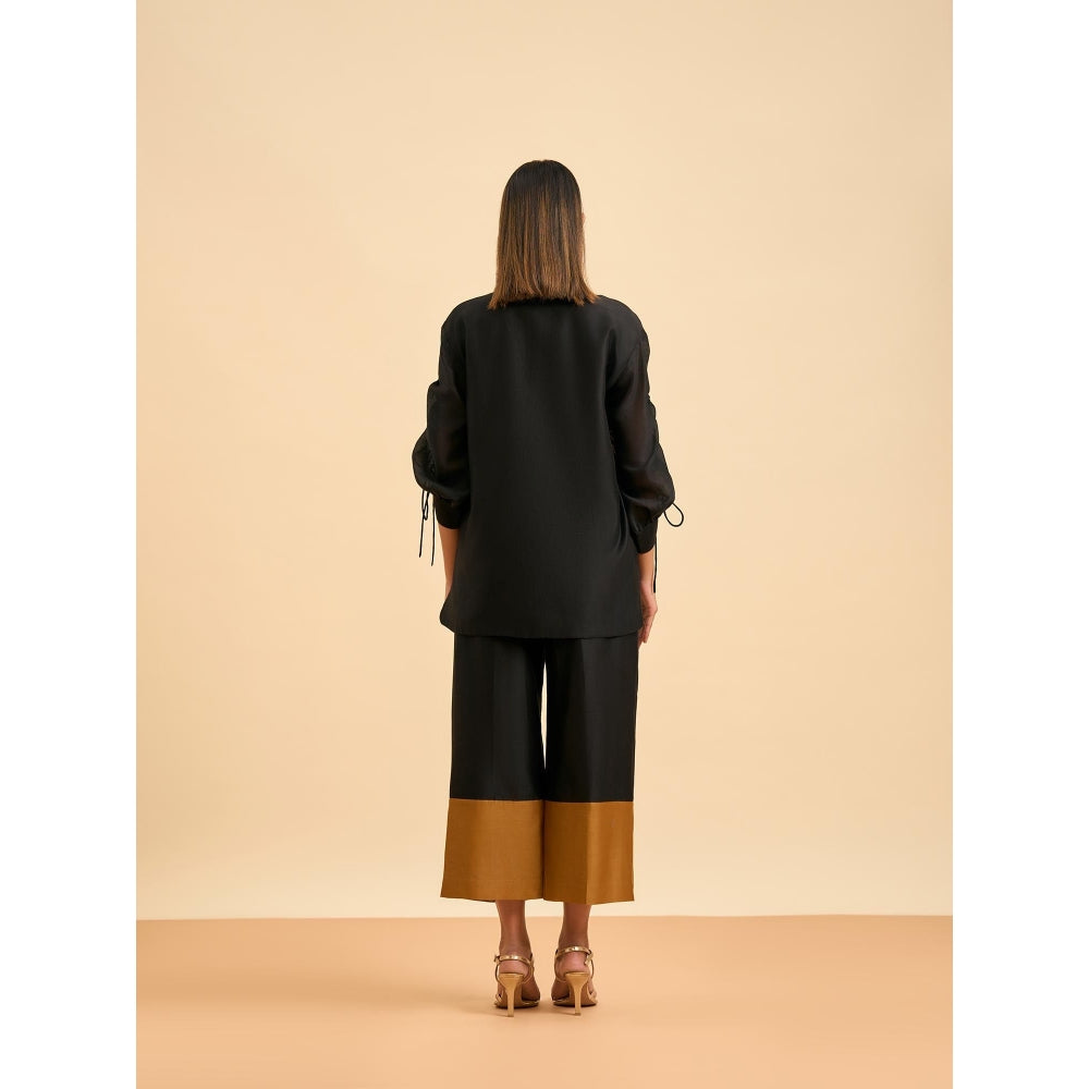 ORIGANI Black Ginkgo Embroidered Co-Ord (Set of 2)