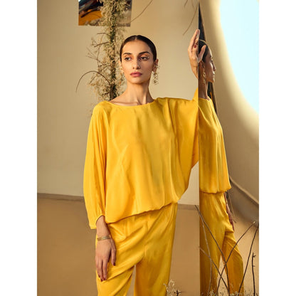 ORIGANI Yellow Solid Marigold Bliss Co-Ord (Set of 2)