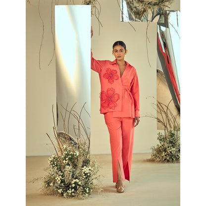 ORIGANI Breezy Coral Floral Co-Ord (Set of 2)