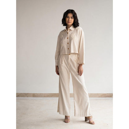 ORIGANI White Rosewood Embroidered Co-Ord (Set of 2)