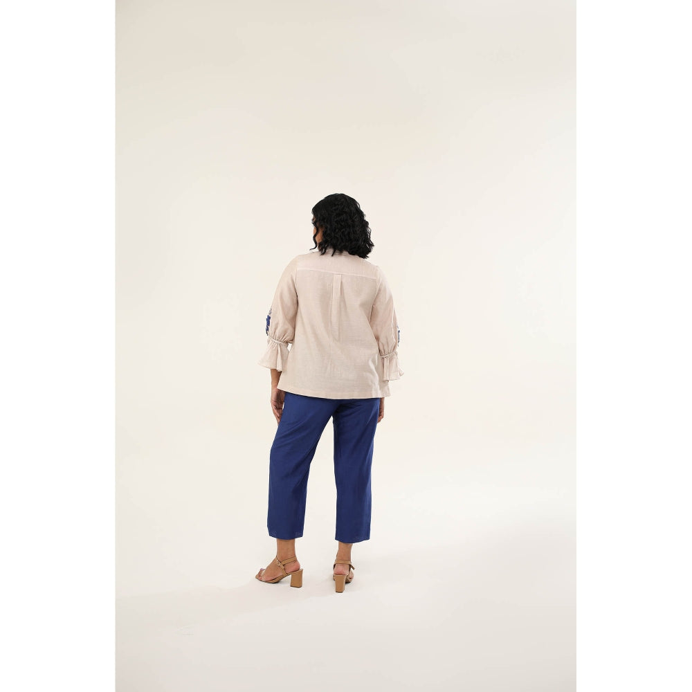 ORIGANI Blue Chanderi Silk Jasmine Shirt