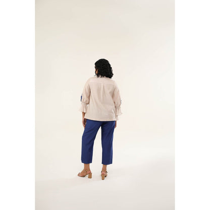 ORIGANI Blue Chanderi Silk Jasmine Shirt