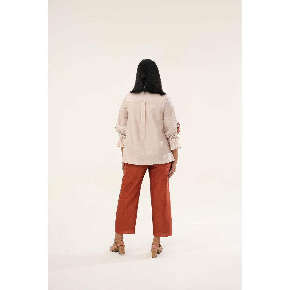 ORIGANI Rust Chanderi Silk Jasmine Shirt