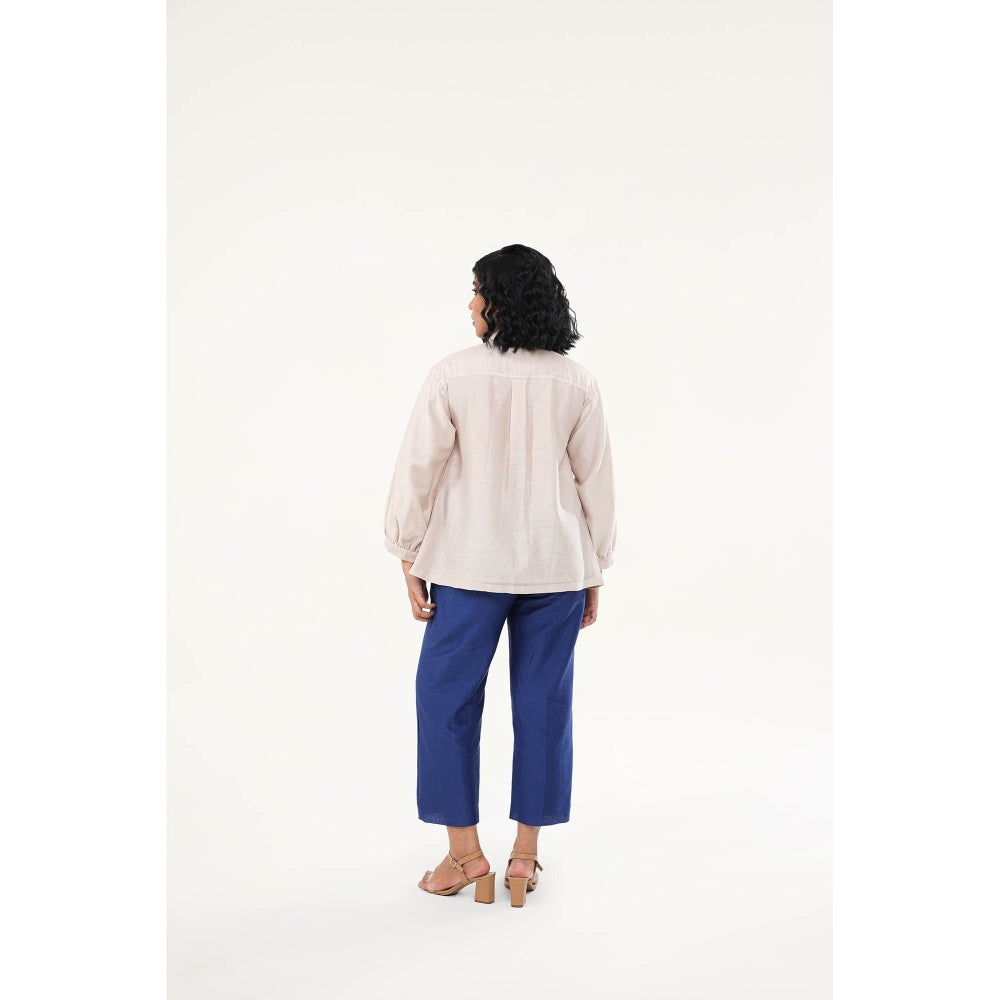 ORIGANI Blue Chanderi Silk Zinnia Shirt