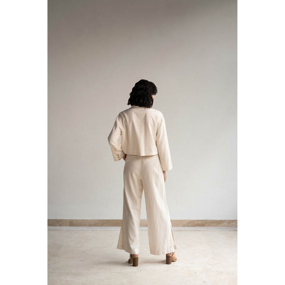 ORIGANI Ivory Rosewood Embroidered Shirt