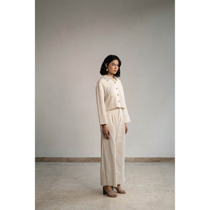 ORIGANI Ivory Rosewood Embroidered Shirt