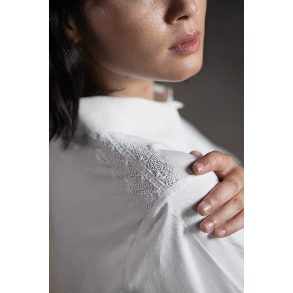 ORIGANI White Sand Embroidered Shirt