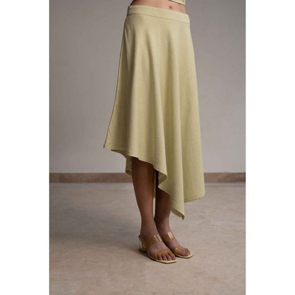ORIGANI Beige Meadows Midi Skirt
