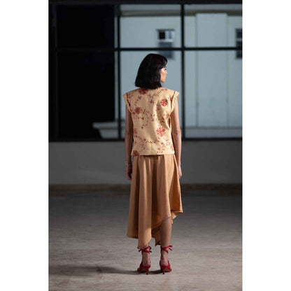 ORIGANI Sand Brown Midi Skirt