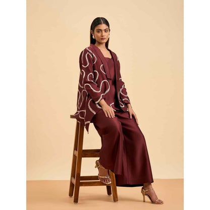ORIGANI Maroon Regal Harmony Overlay Jacket