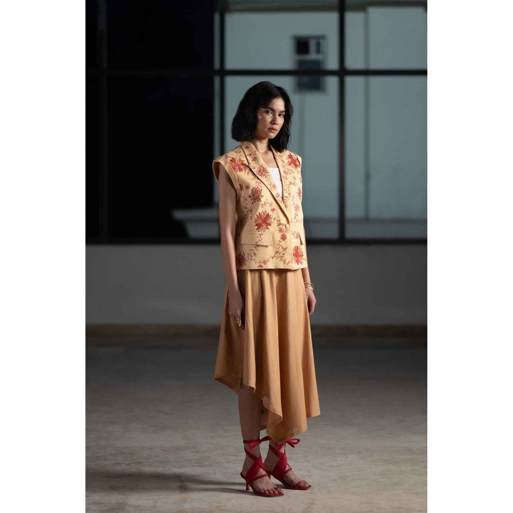 ORIGANI Beige Sunflower Oasis Blazer