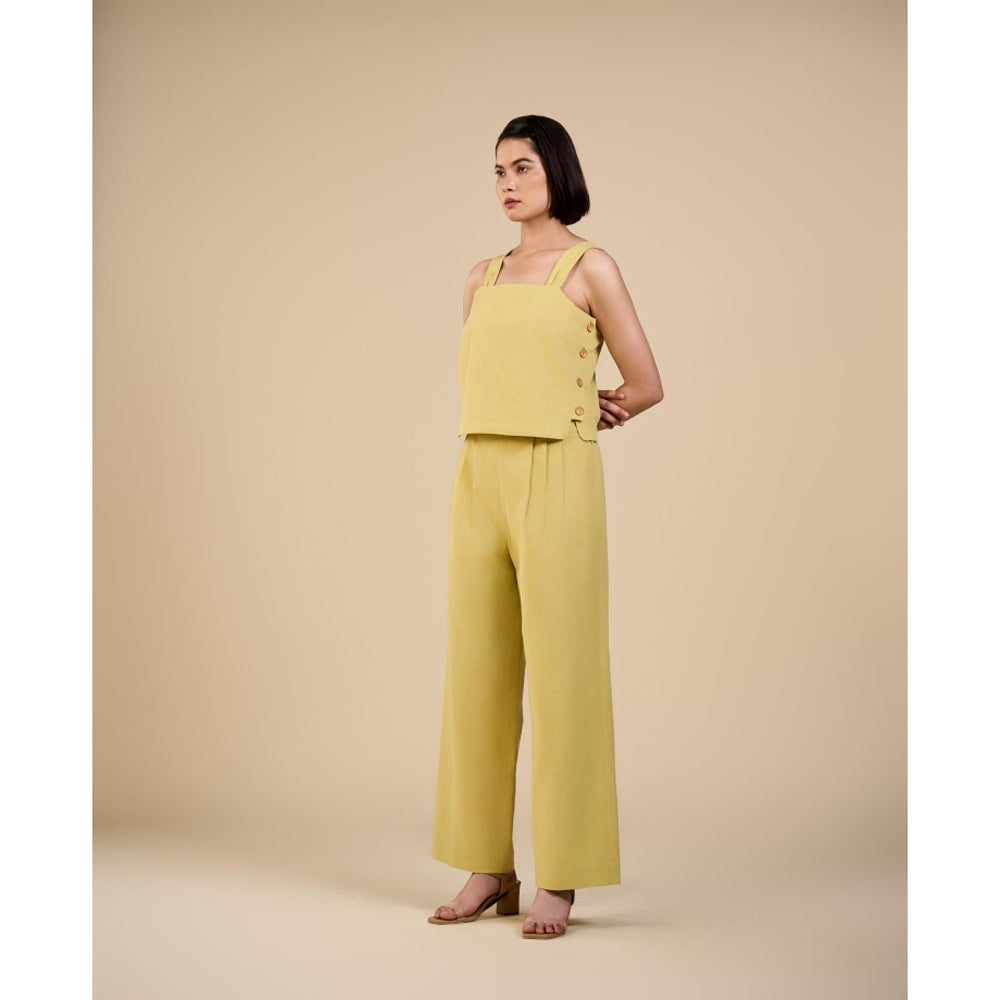 ORIGANI Green Linen Dewdrop Top