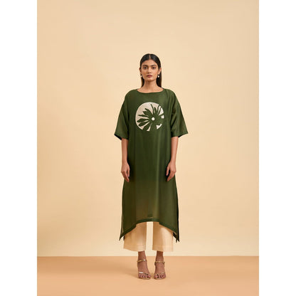 ORIGANI Olive Elegance Suit Kurta with Pant and Inner (Set of 3)