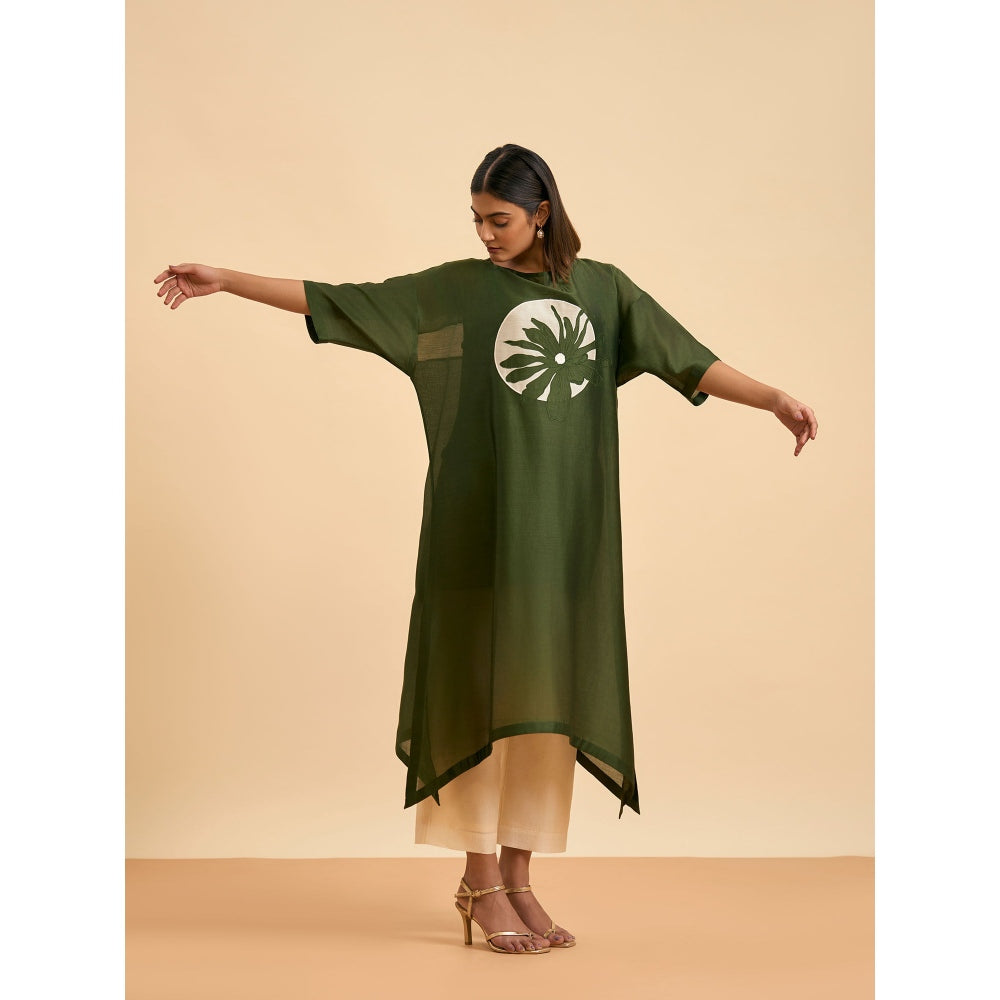 ORIGANI Olive Elegance Suit Kurta with Pant and Inner (Set of 3)