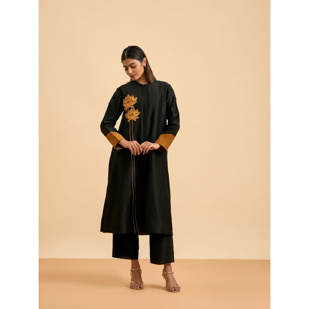 ORIGANI Black Allure Suit Kurta with Pant (Set of 2)