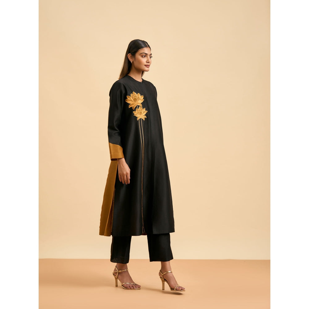 ORIGANI Black Allure Suit Kurta with Pant (Set of 2)