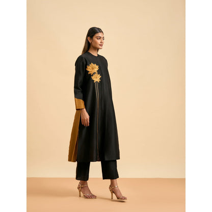 ORIGANI Black Allure Suit Kurta with Pant (Set of 2)