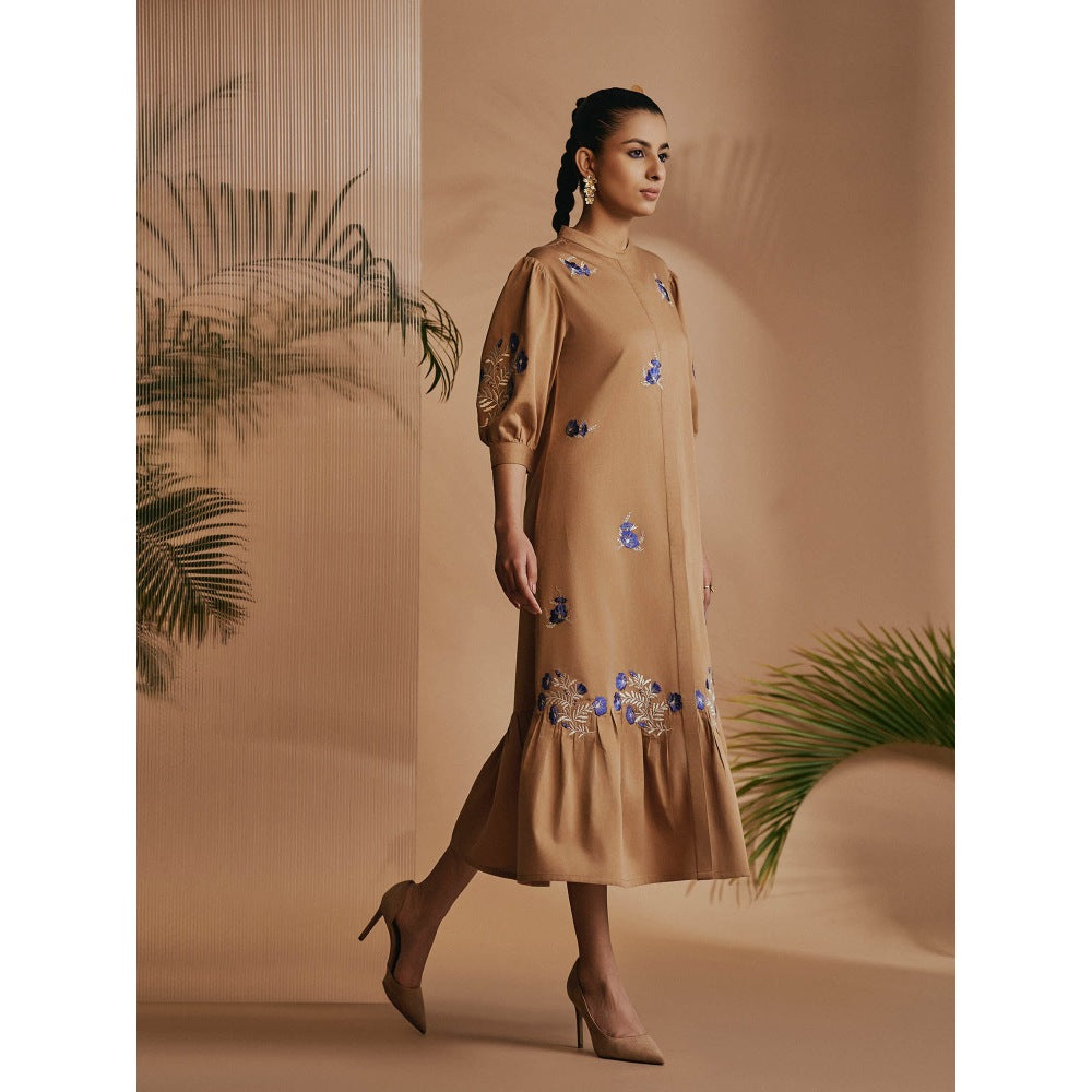 ORIGANI Brown Savanna Midi Dress