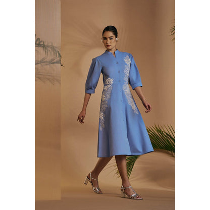 ORIGANI Blue Fit & Flare Dress