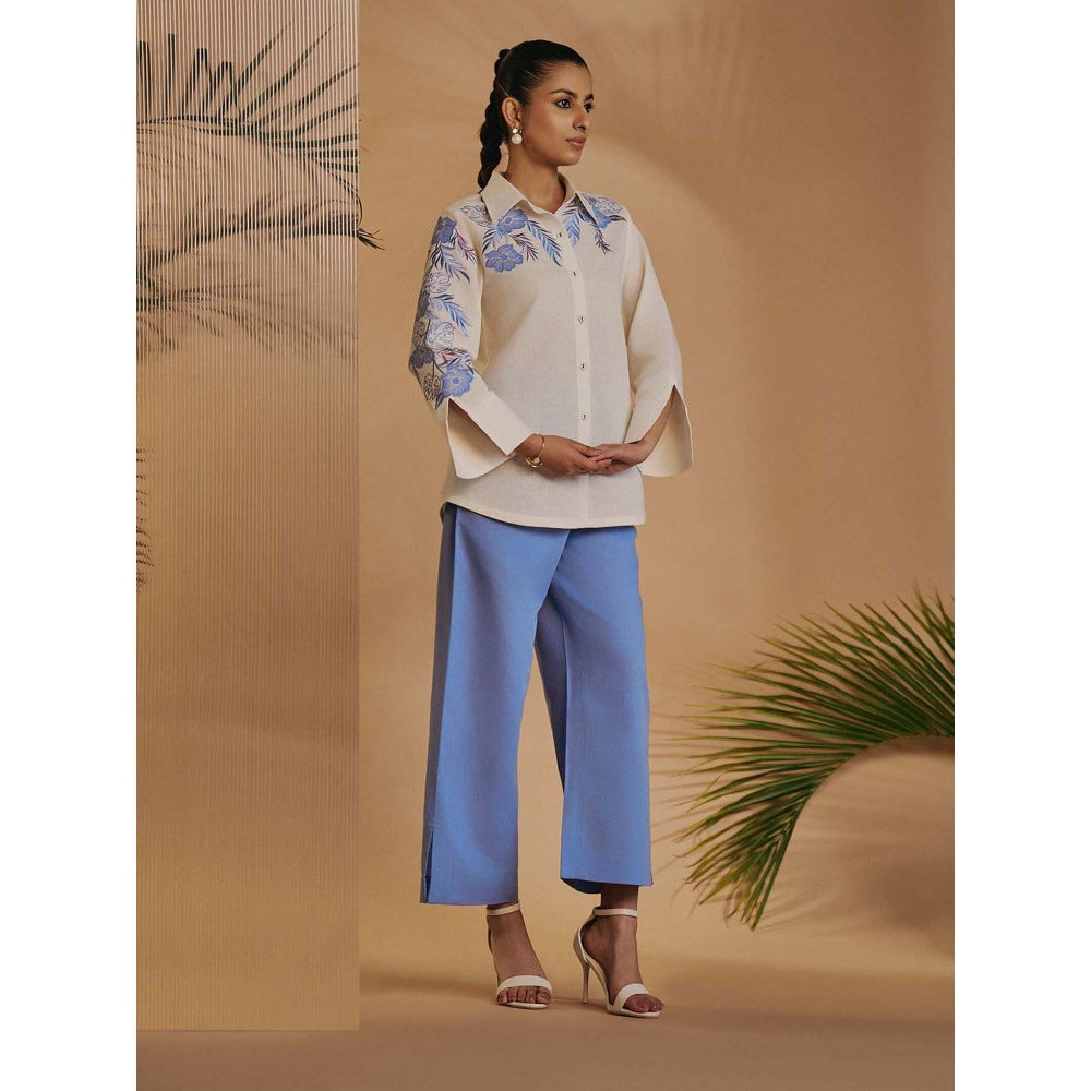 ORIGANI Women Off White Embroidered Co-Ord Set