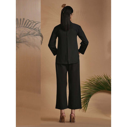ORIGANI Women Black Embroidered Co-Ord Set