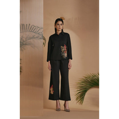 ORIGANI Black Tropical Leopard Pant