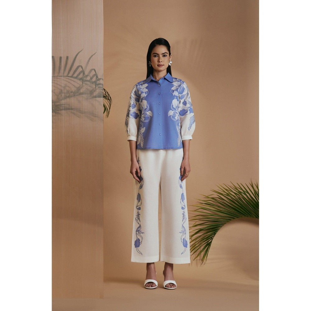 ORIGANI Blue Ivory Petal Safari Pant