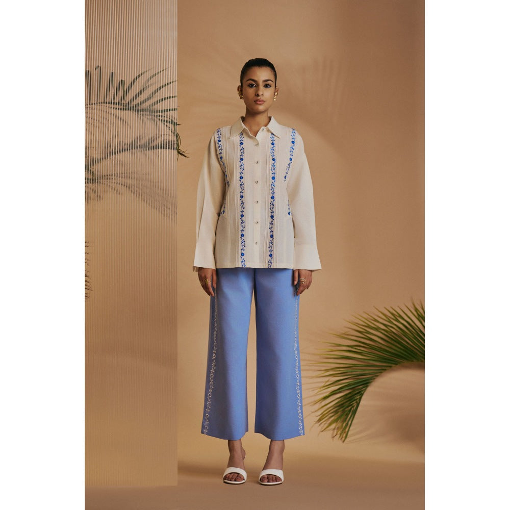ORIGANI Ivory Embroidered Shirt